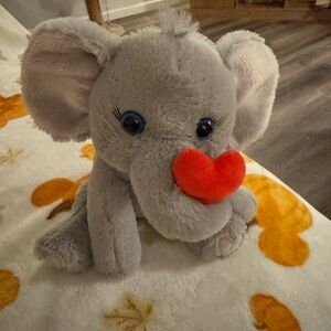 Hallmark Gray Elephant Stuffed Animal with Red Heart